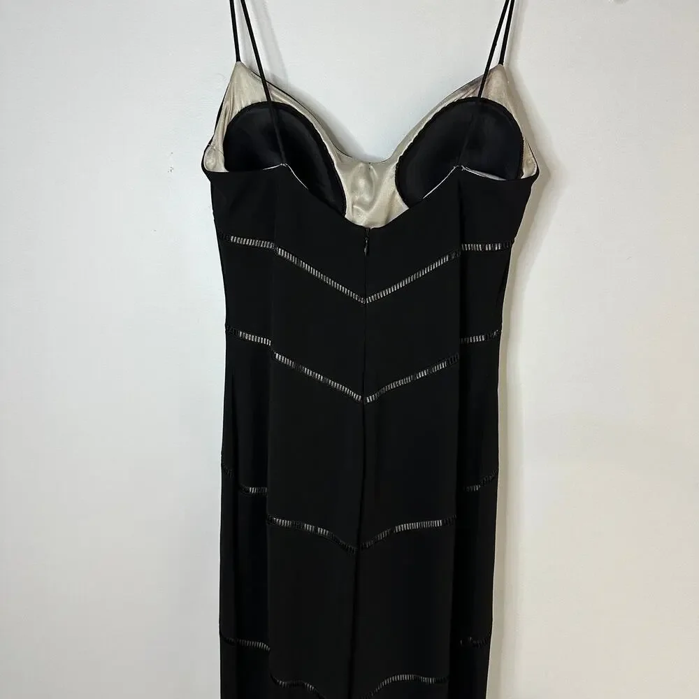 DAVID MEISTER Black Spaghetti Strap Padded Black Dress, Size 4 - Picture 3 of 11